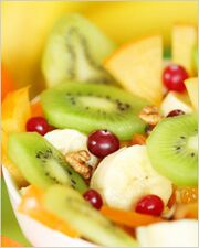 Fruit and berry salad in a lazy diet